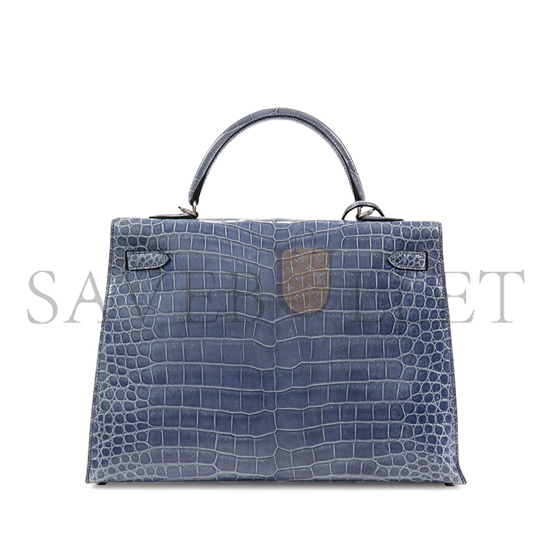 HERMES MASTER KELLY 32 BLUE BRIGHTON MATTE AMERICAN ALLIGATOR (32*23*10.5cm)